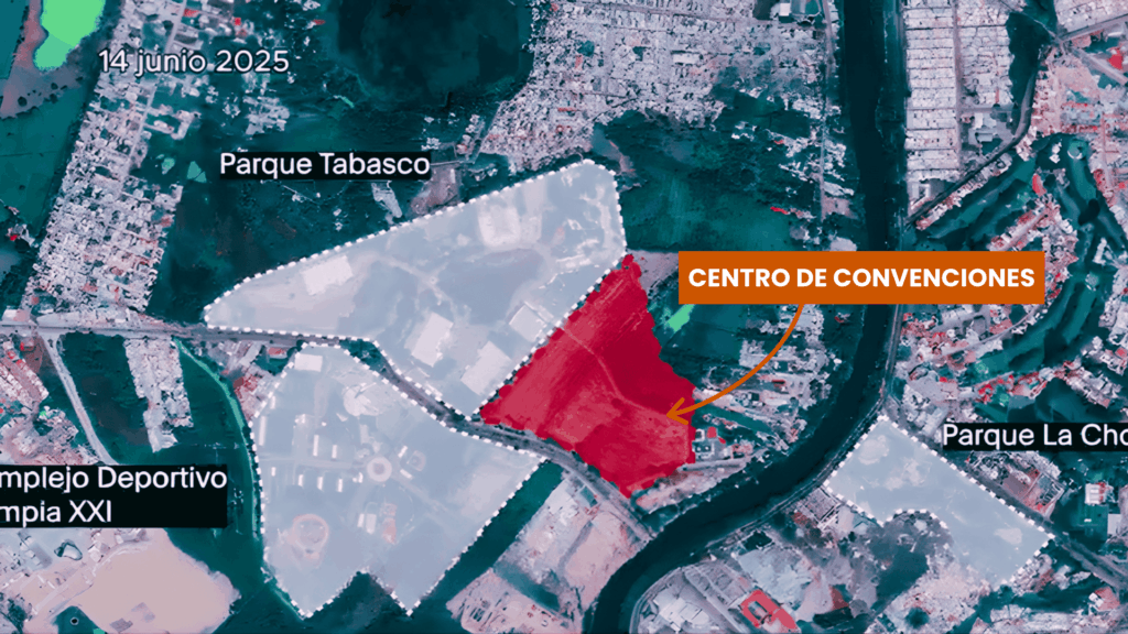 Imagen de Google maps con la ubicación del predio del Centro de Convenciones.