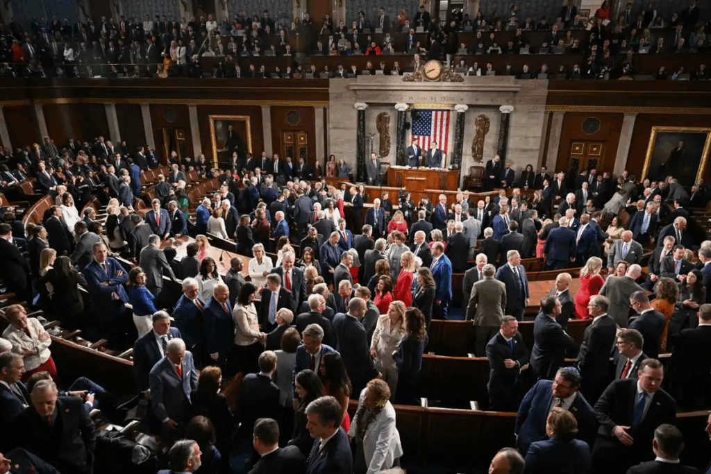 Donald Trump durante el discurso del Estado de la Unión ante el Congreso de Estados Unidos
