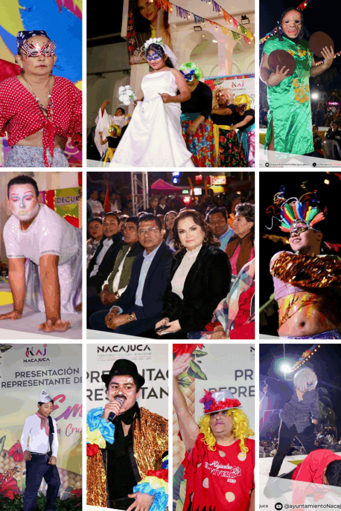 Desfile de participantes y concursos en el Festival Cultural del Carnaval Nacajuca 2026.