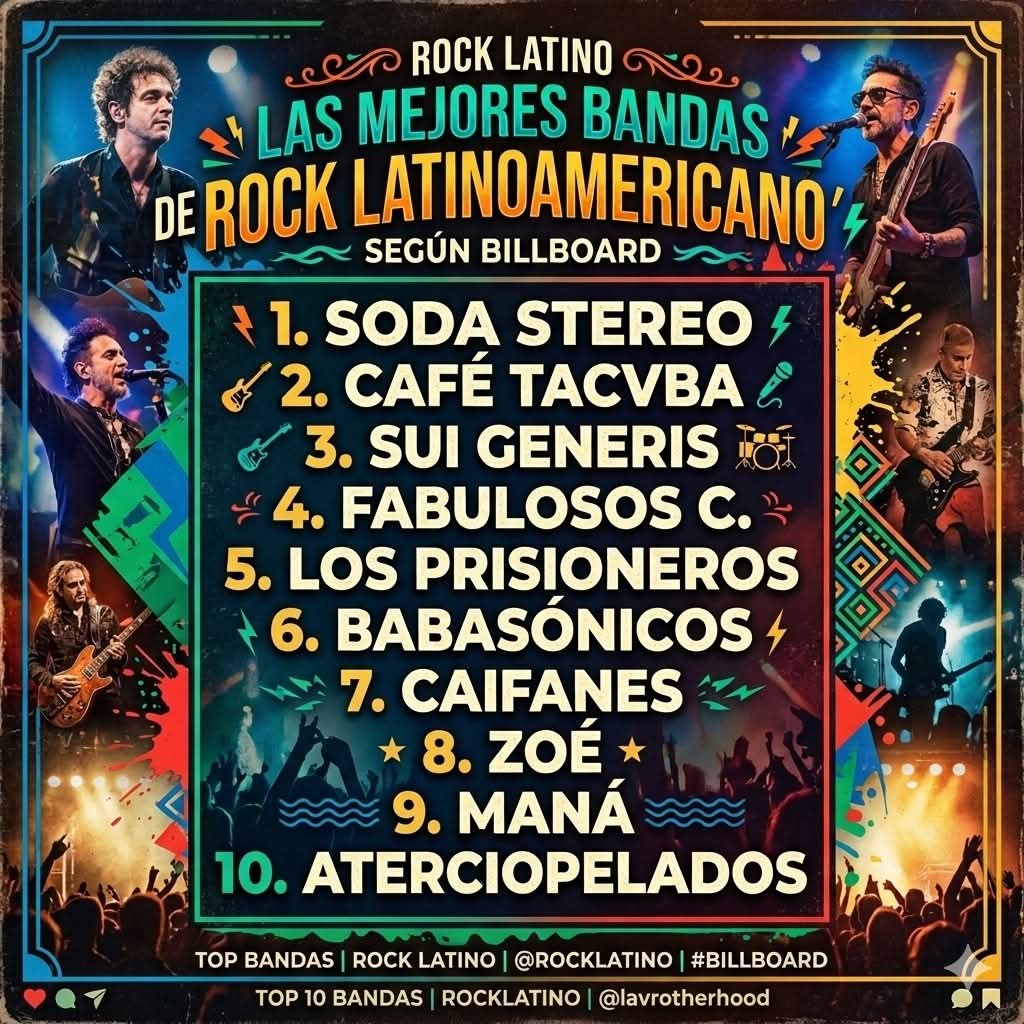 Ranking de Billboard con las mejores bandas de rock en español: Soda Stereo, Café Tacvba, Caifanes, Zoé y Maná