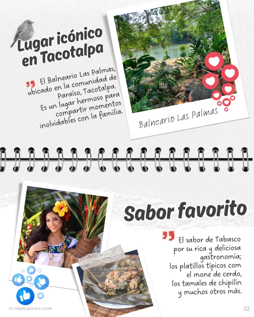 Lugar icónico Balneario Las Palmas Tacotalpa representado por María José Hernández Vera
